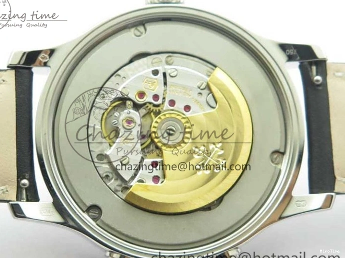 MIROTIME 0122 Practical Calatrava 5524 Pilot Travel Time SS GRF Blue Dial on Black Leather Strap A324 V 7107